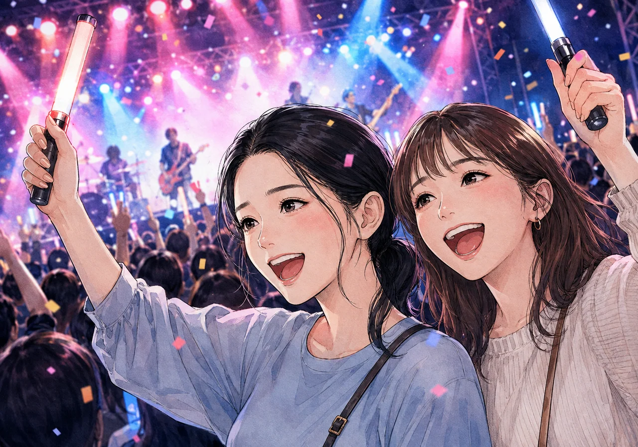 ライブで友人と歓声を上げる 想像の休日