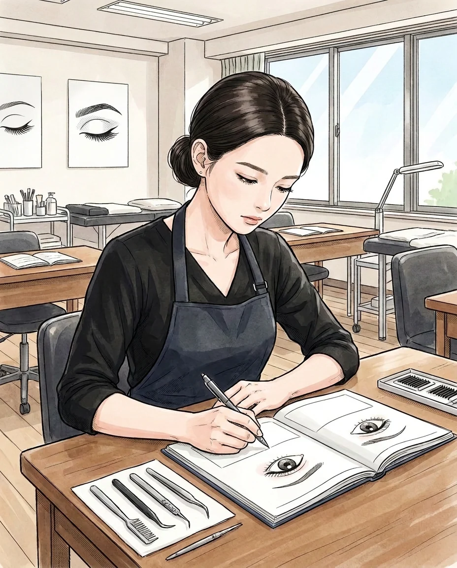 基礎研修で真剣にノートを取り 道具の扱いを学ぶ